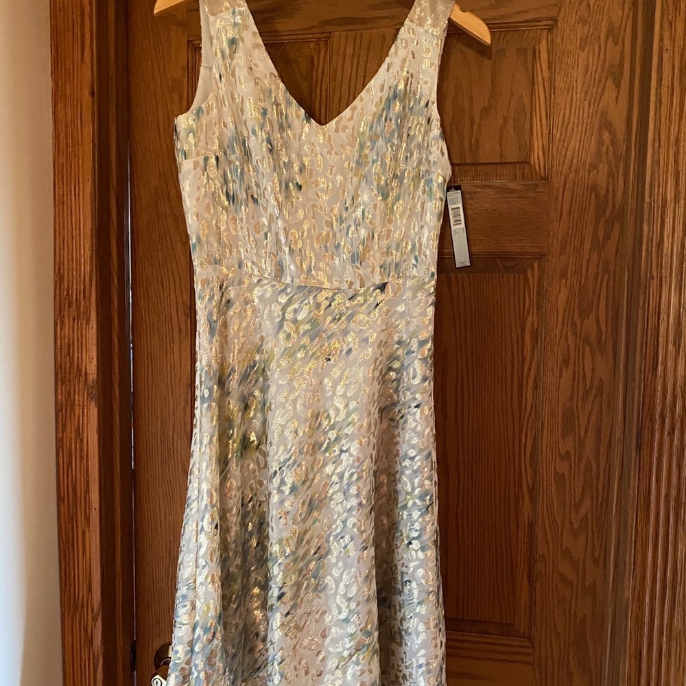 Tahari ASL 'Betsy' Silk Blend Metallic Dress